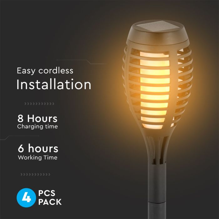 V-TAC Solar Flame Stick Lights - IP44 - Negro - 1W - 2200K  - Pack de 16-extra-6.webp