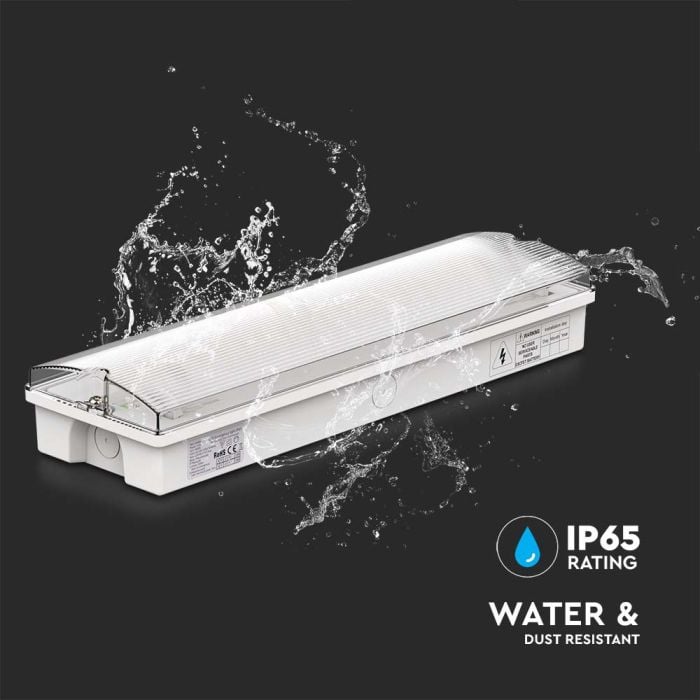 Luces de Emergencia V-TAC - Mamparas - 24 Horas - IP65 Impermeable - Blanco - 3W - 130 Lúmenes - 6400K-extra-5.webp