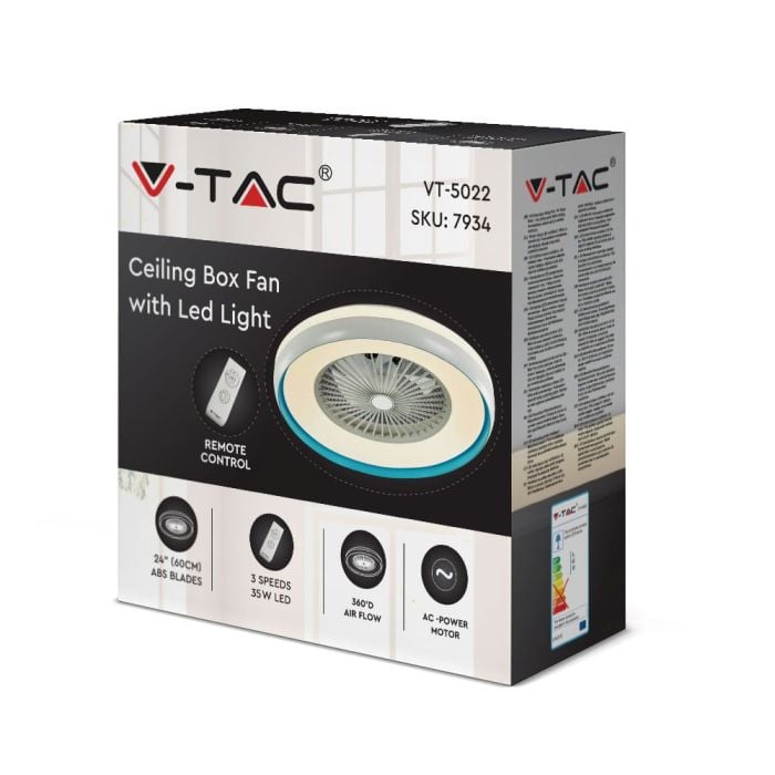 Ventilador de Caja V-TAC - Motor CA - Blanco + Anillo Azul - 45W- 3000 Lumens - 3IN1-extra-3.webp