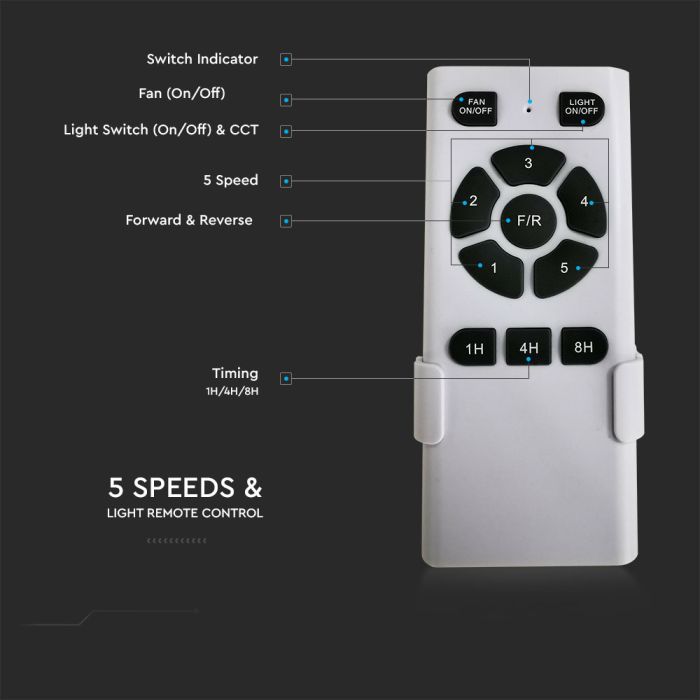 Ventilador de techo V-TAC - Motor DC - Marrón - 35W- 1500 Lumens - 3IN1-extra-8.webp