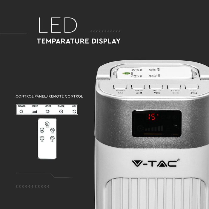 Ventilador de torre V-TAC - 55W - IP20 - Blanco-extra-10.webp