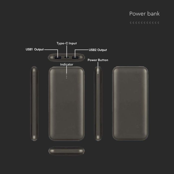 V-TAC LED Display Banco de energía - Cuerpo Gris - 10000mAh-extra-2.webp