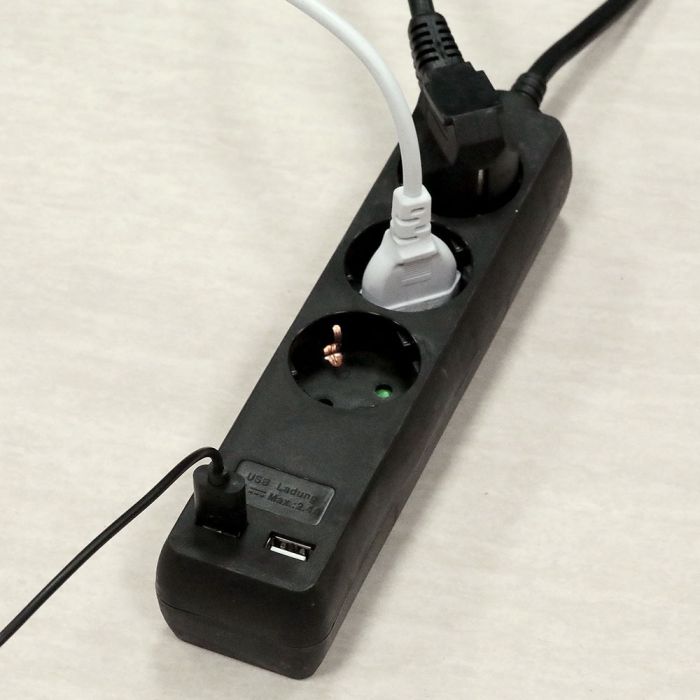 Adaptadores y tomas V-TAC - 3 vías - Toma de extensión USB - IP20 - Negro - Cable de 1,5 m-extra-2.webp