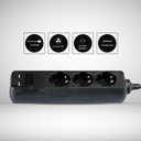 Adaptadores y tomas V-TAC - 3 vías - Toma de extensión USB - IP20 - Negro - Cable de 1,5 m-extra-6.webp