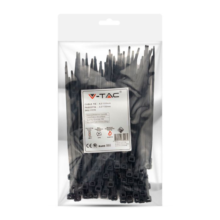 V-TAC Brida de Nylon - 4.5 x 150mm - Negra - 100 Piezas/Paquete-extra-7.webp