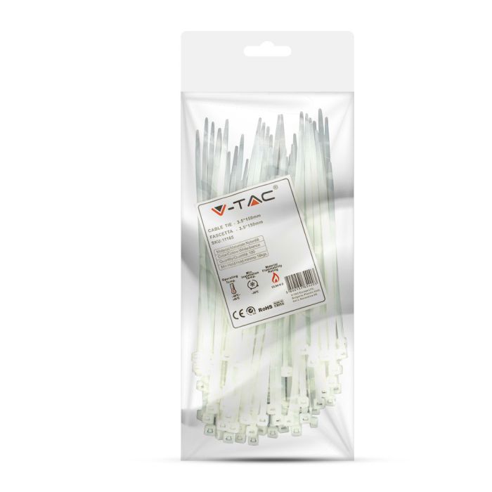 V-TAC Brida de Nylon - 3.5 x 150mm - Blanca - 100 Piezas/Paquete-extra-7.webp