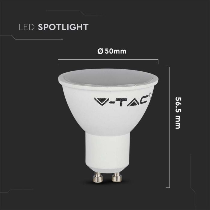Dicróica LED V-TAC - GU10 - Lente 110° - IP20 - Blanco Lechoso - 4.5W - 400 Lúmenes - 4000K-extra-6.webp