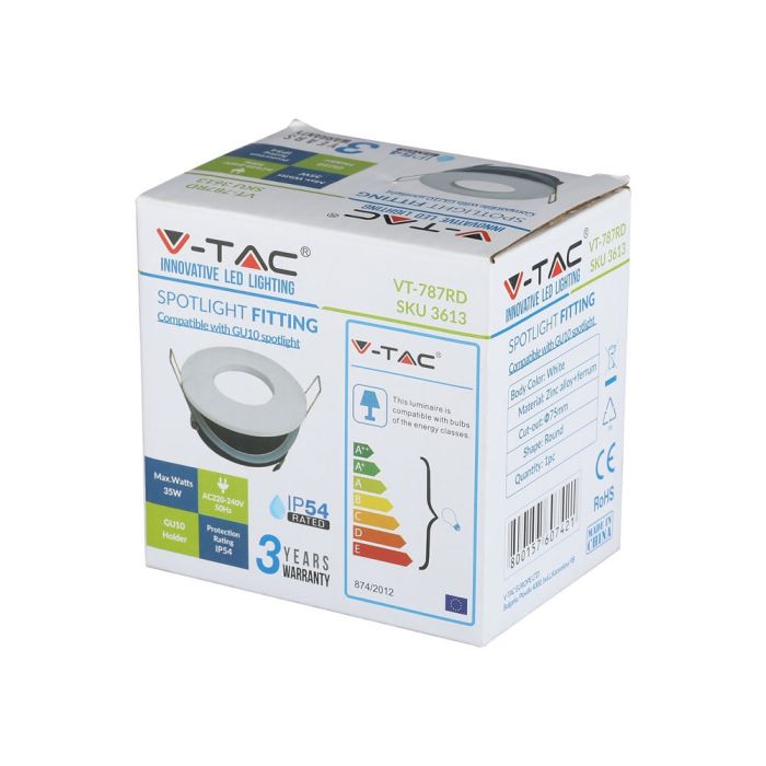 V-TAC LED Aro redondo - Empotrable - GU10 IP54 - IP54 - Blanco-extra-8.webp
