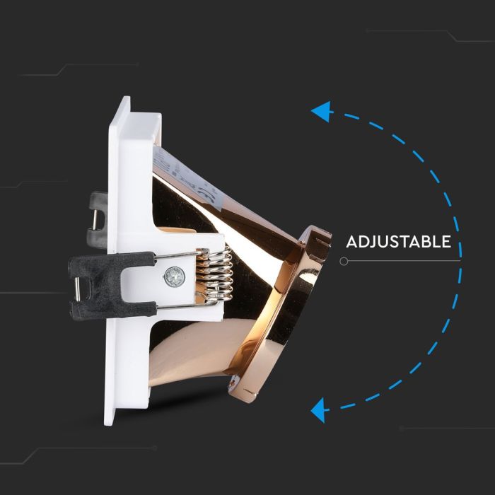 V-TAC Aro  cuadrado LED - Empotrable - GU10 - IP20 - Blanco + Oro Rosa-extra-5.webp
