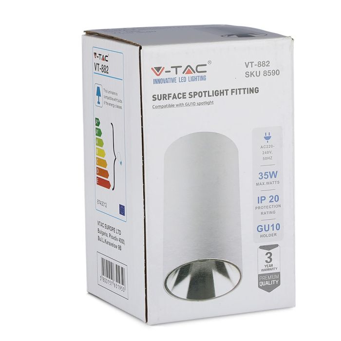 V-TAC LED Aro redondo - Accesorios de Superficie - GU10 - IP20 - Blanco + Cromo-extra-10.webp
