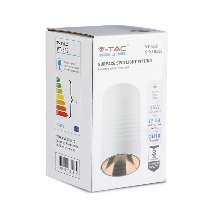 V-TAC LED Aro redondo - Accesorios de Superficie - GU10 - IP20 - Blanco + Oro Rosa-extra-10.webp