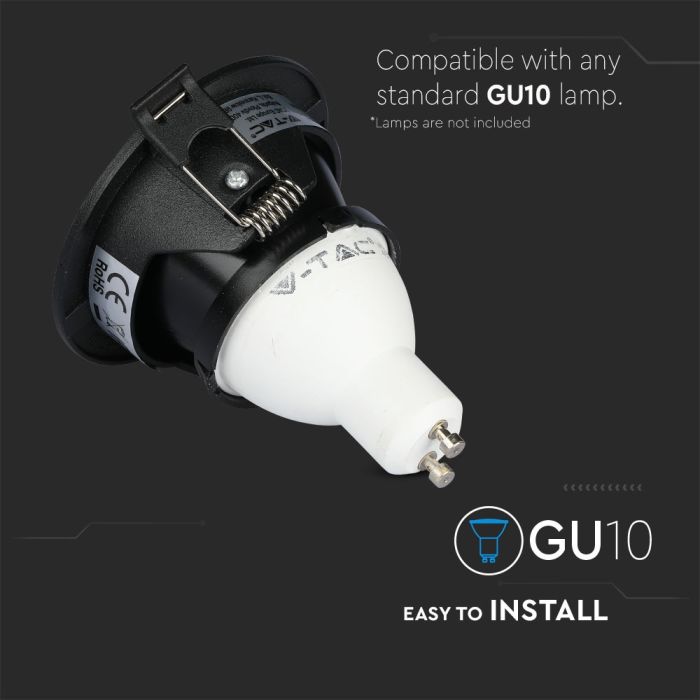 V-TAC LED Aro redondo - Empotrable - GU10 - IP20 - Negro + Negro-extra-5.webp