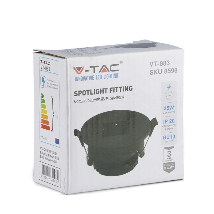V-TAC Aro  cuadrado LED - Empotrable - GU10 - IP20 - Negro + Negro-extra-11.webp