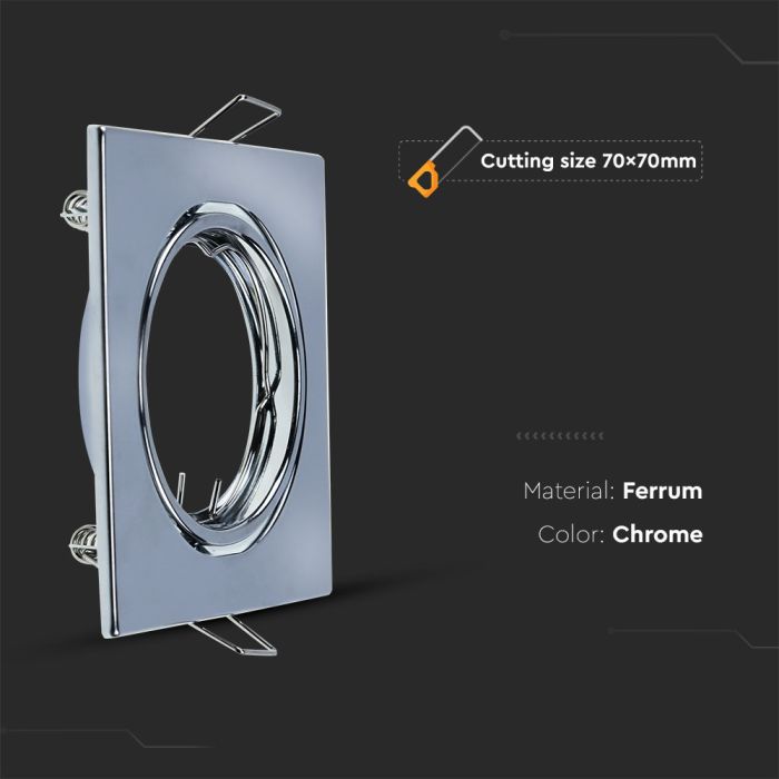 V-TAC Aro cuadrado LED - Empotrable - GU10 - IP20 - Cromo  - Pack de 2-extra-4.webp