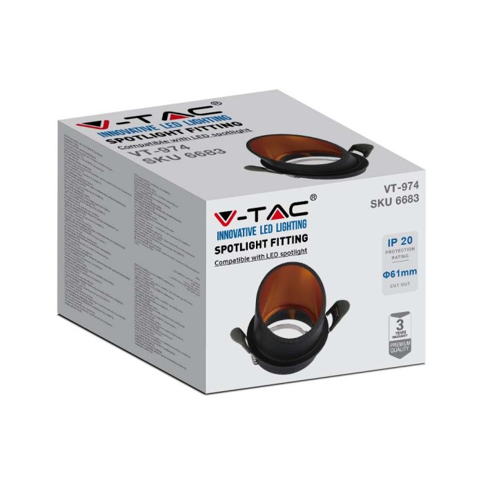 V-TAC LED Aro redondo - Empotrables - GU10 - IP20 - Negro-extra-5.webp