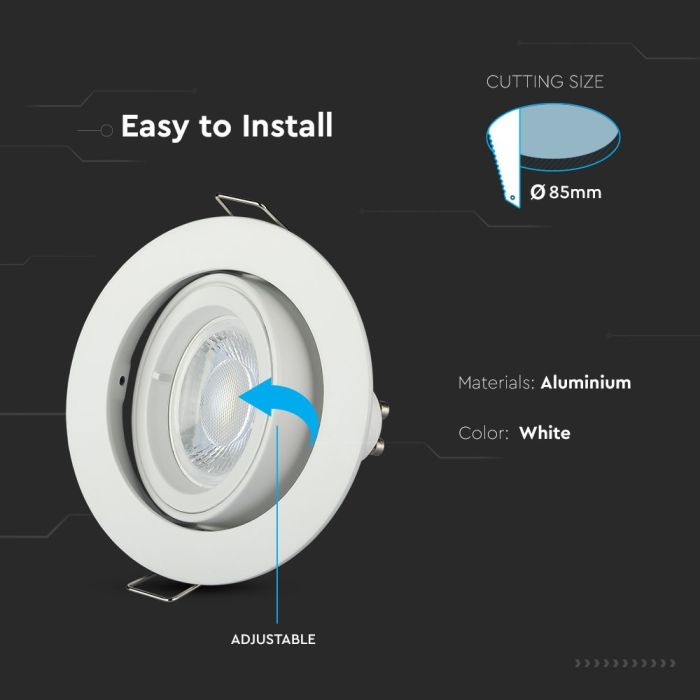 Aro redondo LED V-TAC - Empotrable - GU10 - IP20 - Blanco-extra-7.webp