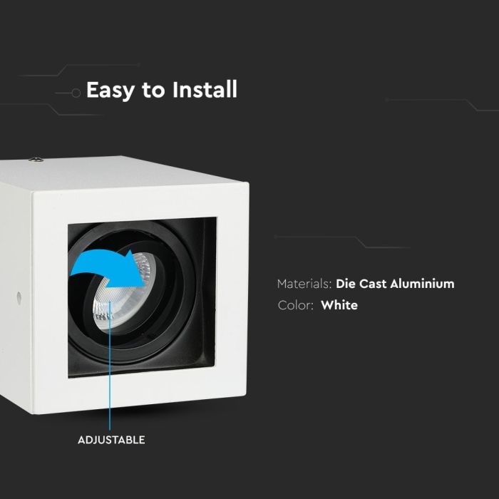 V-TAC LED Aro cuadrado - Accesorios de superficie - GU10 - IP20 - Blanco-extra-7.webp