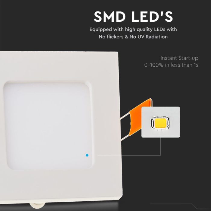 Mini panel LED cuadrado V-TAC - Serie Premium - IP20 - Blanco - 18W - 1500 Lúmenes - 3000K-extra-1.webp