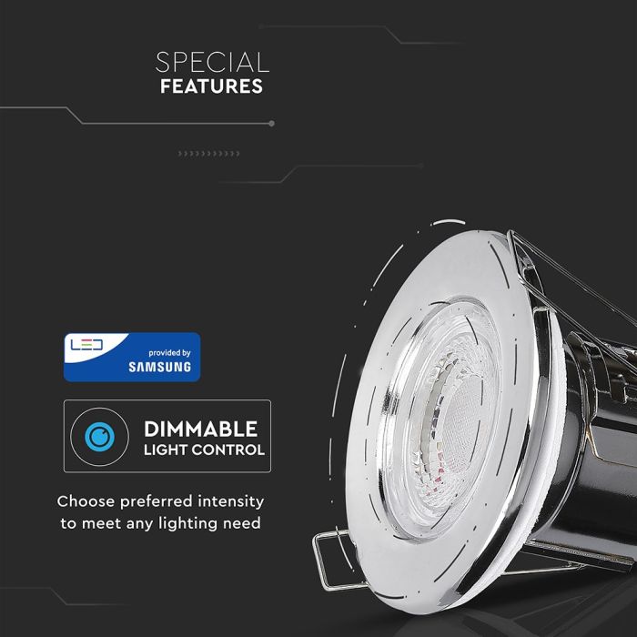 LED PRO Down Light Resistente al fuego - Samsung - IP65 Waterproof - Cromo - 5W- 500 Lumens - 6400K-extra-13.webp