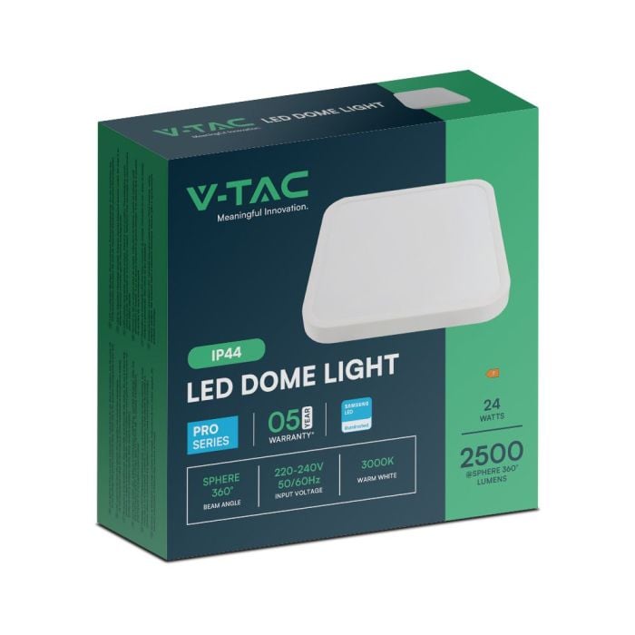 V-TAC LED Plafón cuadrado - Samsung - IP44 - Blanco - 24W- 2500 Lumens - 3000K-extra-7.webp