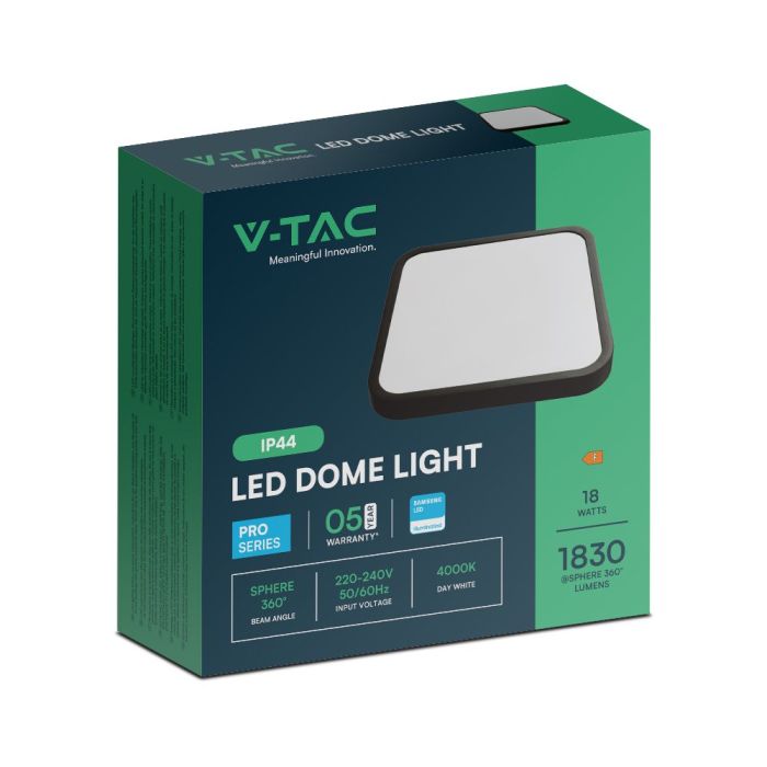 V-TAC LED Plafón cuadrado - Samsung - IP44 - Negro - 18W- 1830 Lumens - 4000K-extra-7.webp