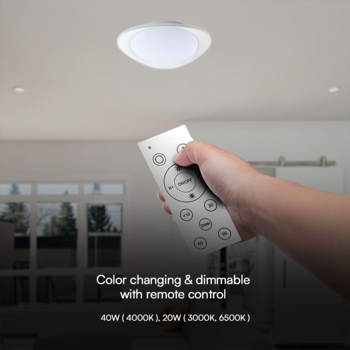 V-TAC Lámpara de techo de diseño - Mando a distancia con cambio de color - IP20 - 40W- 4000 Lumens - 3IN1-extra-6.webp