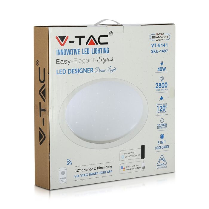 V-TAC LED Plafón de LED - IP20 - Blanco - 40W - 2800 Lúmenes - 3 en 1-extra-8.webp