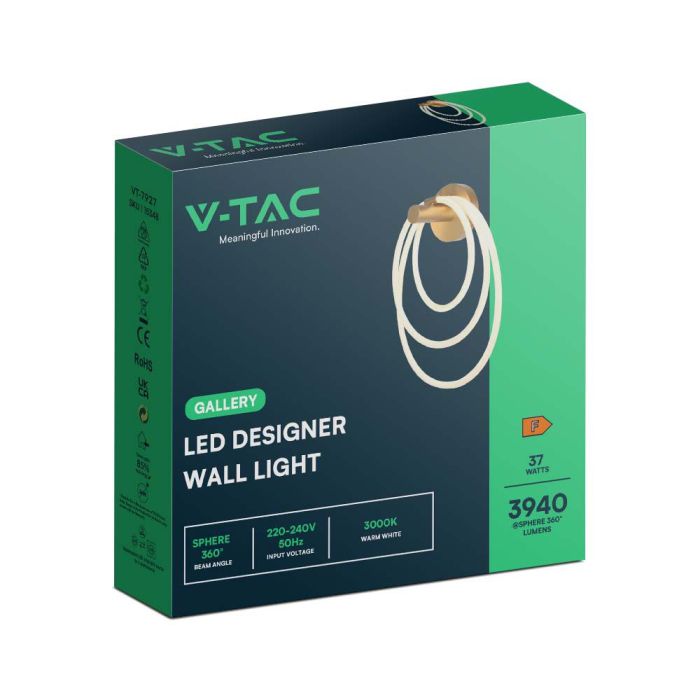 V-TAC Aplique de diseño - IP20 - Oro - 37W- 3940 Lumens - 3000K-extra-6.webp
