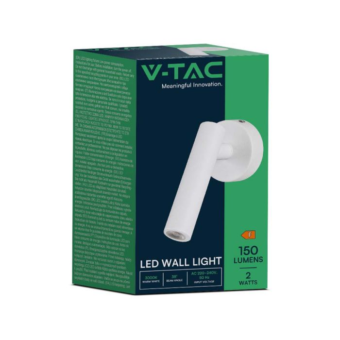 Aplique LED V-TAC - Cabezal Simple - IP20 - Blanco - 2W - 150 Lumens - 4000K-extra-8.webp