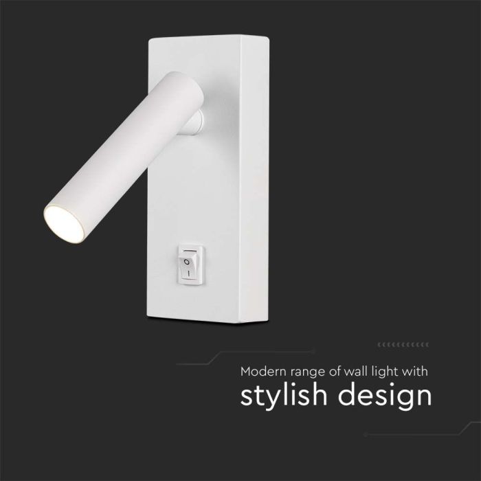 Aplique LED V-TAC - Cabezal Simple - IP20 - Cuerpo Blanco - 2W - 150 Lumens - 4000K-extra-4.webp