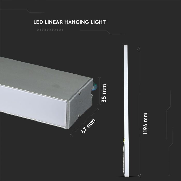 V-TAC Luminaria lineal LED colgante - IP20 - Plata - 40W - 3300 Lumens - 4000K-extra-6.webp