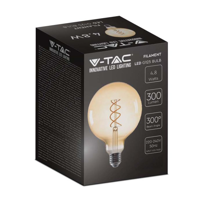 Bombilla LED V-TAC - G125 Globo - Soporte E27 - IP20 - Ámbar - 5W- 300 Lumens - 1800K-extra-5.webp