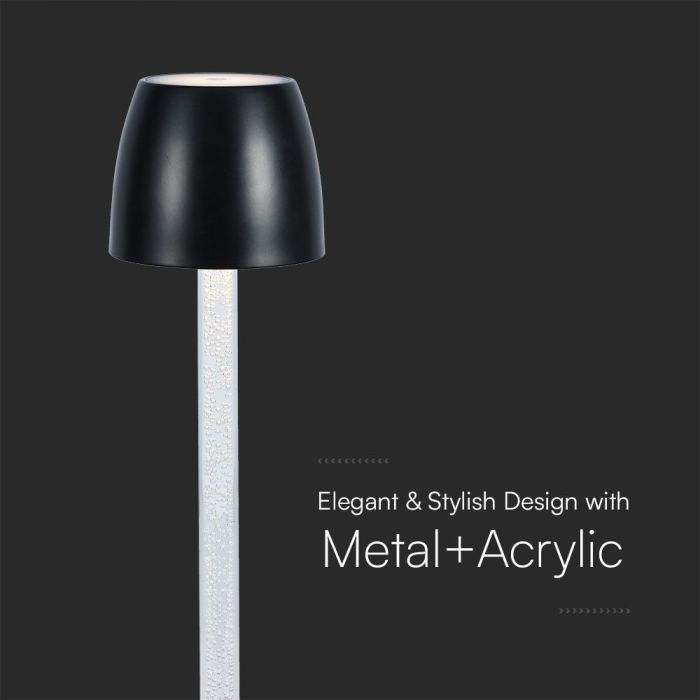 V-TAC Lámpara de Sobremesa Recargable - IP20 - Negra - 3W - 310 Lumens - 3000K-extra-5.webp