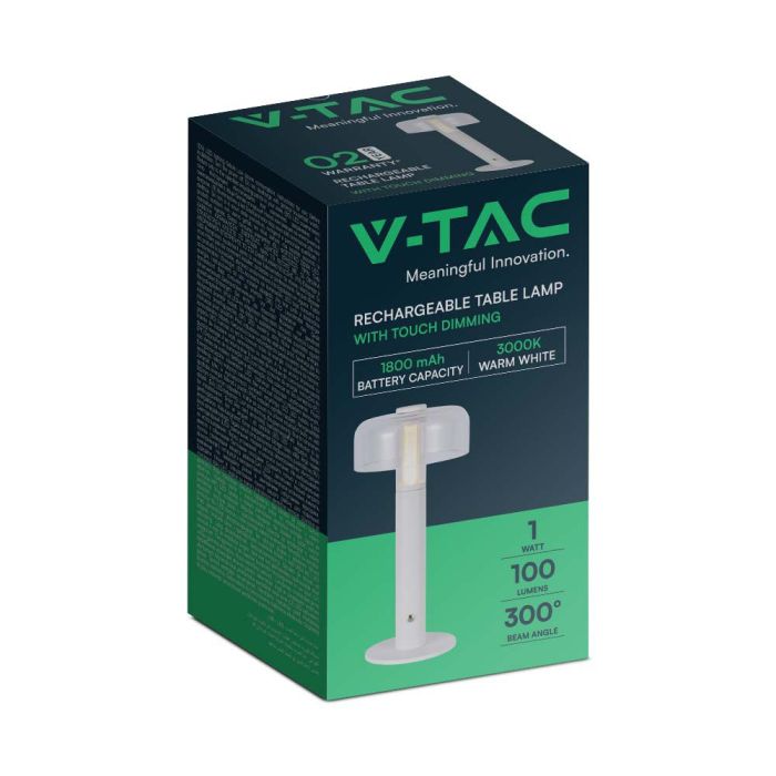 V-TAC Lámpara de Sobremesa Recargable - IP20 - Blanca - 1W - 100 Lumens - 3000K-extra-7.webp