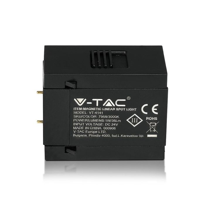 V-TAC LED Magnetic Foco de carril - Linear Dicroica - IP20 - Negro - 1W- 35 Lumens - 3000K-extra-9.webp