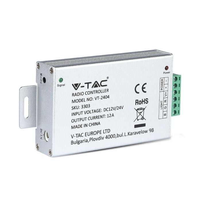 V-TAC LED Tiras de luz- Accesorios - Controladores de Radio - Mando a Distancia 4 Teclas - IP20 - 144W