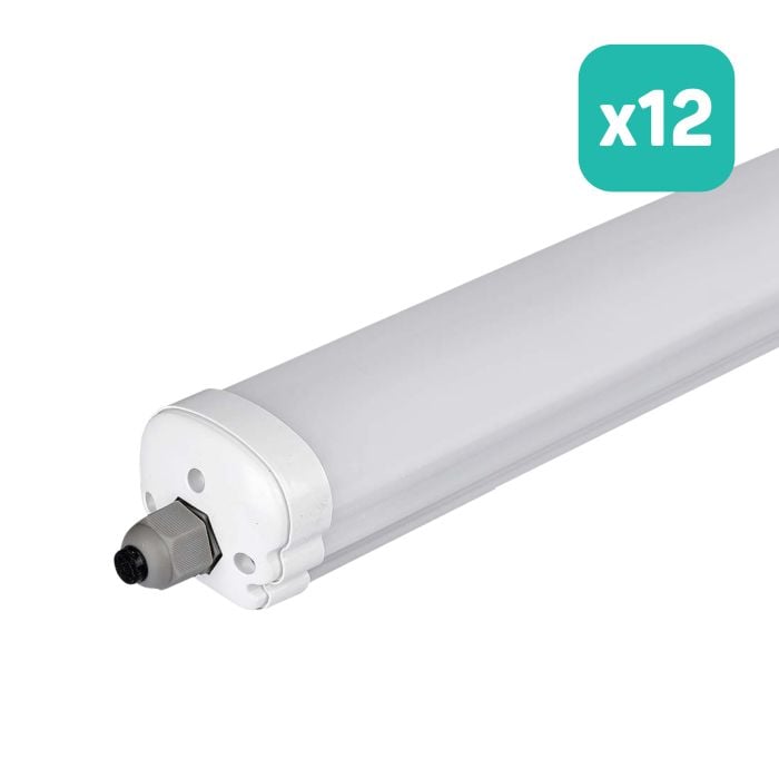 LED Batten Fitting - Serie G - IP65 Waterproof - White - 36W - 4320 Lumens - 6400K - 120CM - Pack de 12