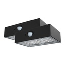 Aplique Solar Sensor V-TAC - IP65 Impermeable - Cuerpo Negro - 3W - 350 Lumens - 4000K + 3000K - Pack de 2