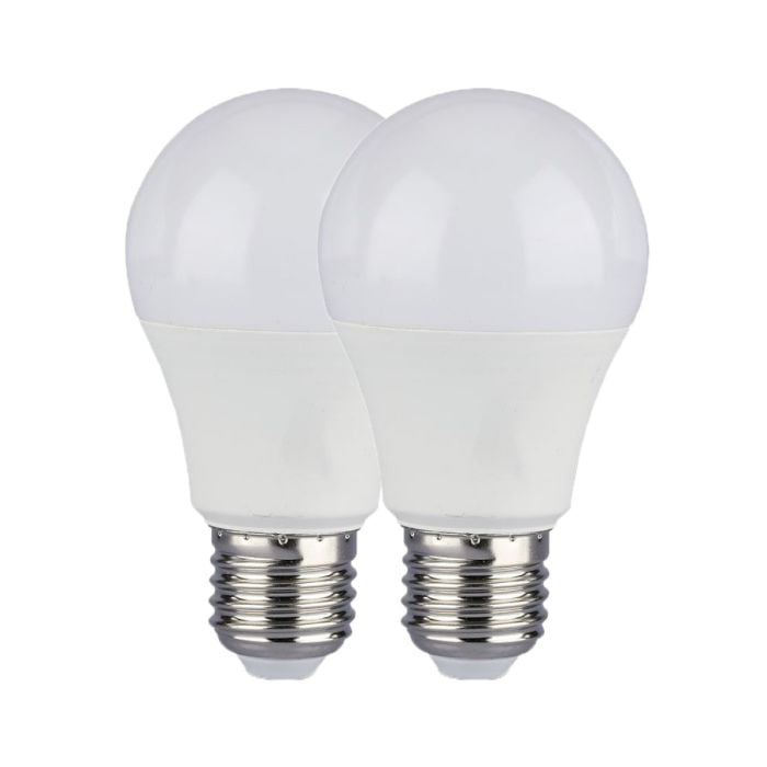 Bombilla LED V-TAC  GLS - Soporte E27 - Blister - IP20 - Blanca - 9W - 806 Lumens - 6400K  - Pack de 2