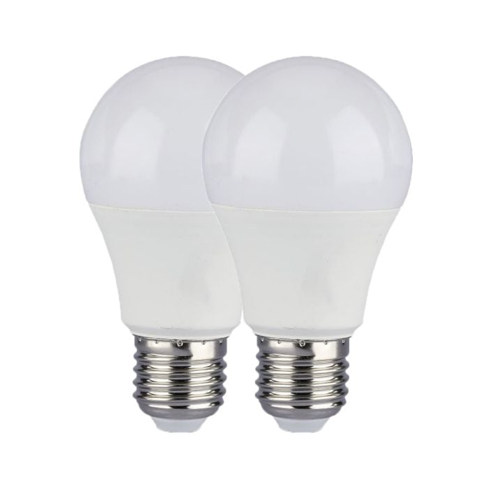 Bombilla LED V-TAC - RTL - GLS - E27  - IP20 - Blanco - 9W - 806 Lúmenes - 4000K  - Pack de 2