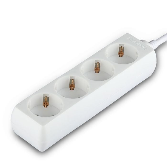 Adaptadores y tomas V-TAC - 4 vías - Alargadera - IP20 - Blanco - Cable de 1,5 m