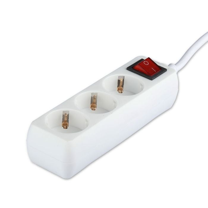 V-TAC Adaptadores y Tomas de Corriente - 3 Vías - Prolongador de Interruptor - IP20 - Blanco