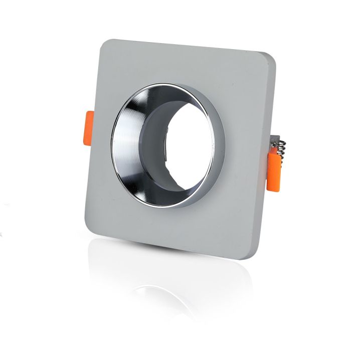 V-TAC LED Aro de yeso / hormigón cuadrado - Empotrable - GU10 - IP20 - Gris + Cromo