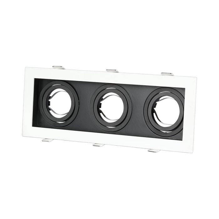 V-TAC LED Aro cuadrado x3 - Empotrable - GU10 - IP20 - Blanco + Negro