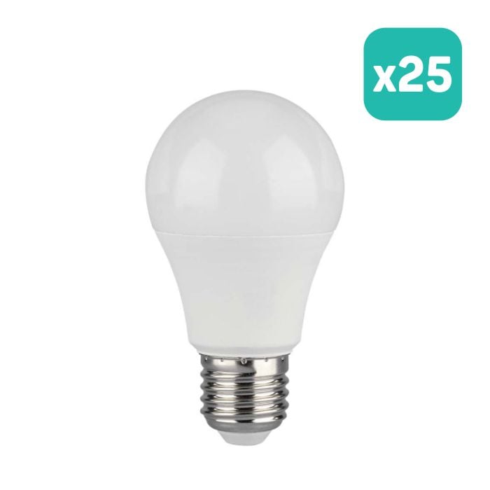 Bombilla LED V-TAC GLS -  Soporte E27 - IP20 - Blanca - 10.5W - 1055 Lumens - 6500K - Pack de 25