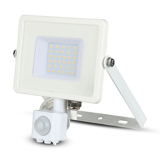 [457] Proyector LED giratorio V-TAC - Samsung - Sensor PIR - Impermeable IP65 - Blanco - 30W - 2400 Lúmenes - 3000K