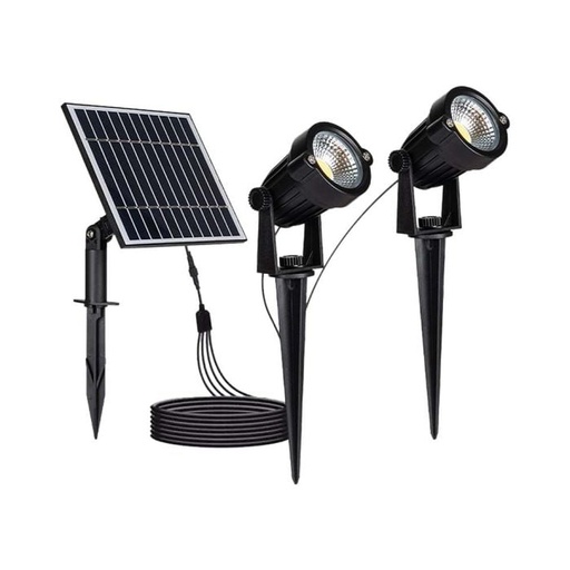 [20488] V-TAC Solar Pica de luz - IP65 Impermeable - Negro - 90x2 Lúmenes - 3000K