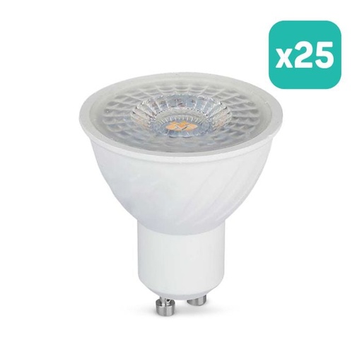 [211981] V-TAC LED Dimmable Spot Light - GU10 - Lente 110° - IP20 - Blanco - 6W - 445 Lumens - 3000K - Pack de 25