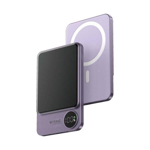[7851] V-TAC Batería externa magnética inalámbrica - 5000mAh - Morado