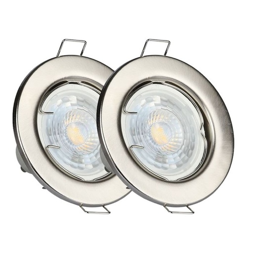 [3585] Aro redondo LED V-TAC - Empotrable - GU10 - IP20 - Níquel satinado  - Pack de 2